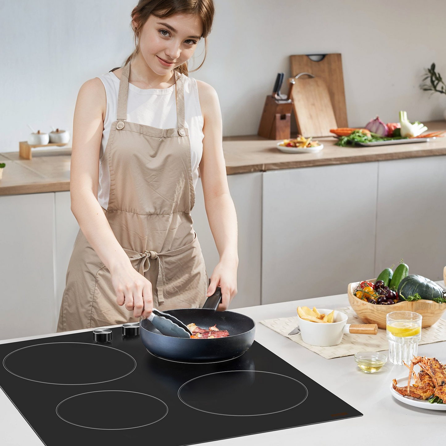 VEVOR Built-in Electric Cooktop Radiant Ceramic Cooktop 4 Burners 23.2x20.5 inch