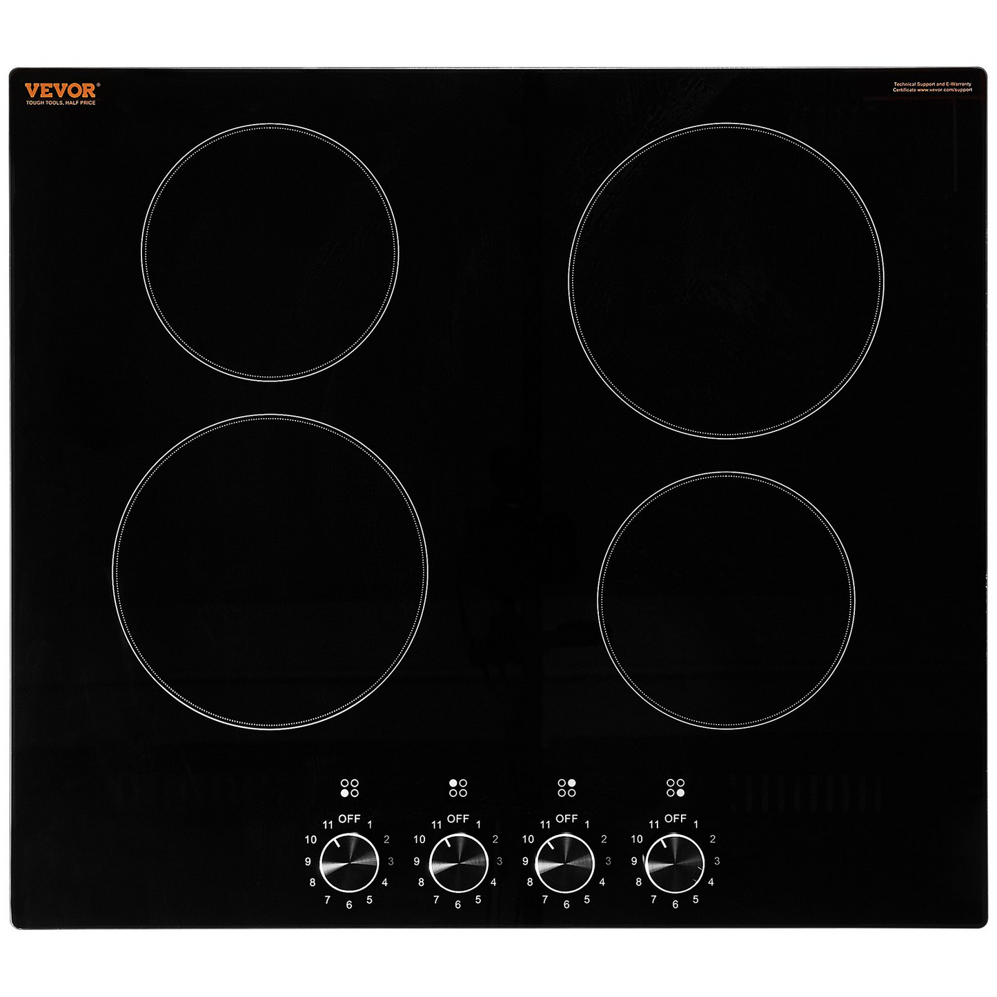 VEVOR Built-in Electric Cooktop Radiant Ceramic Cooktop 4 Burners 23.2x20.5 inch